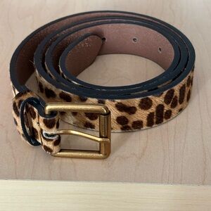 Leopard Print Belt with Gold Buckle